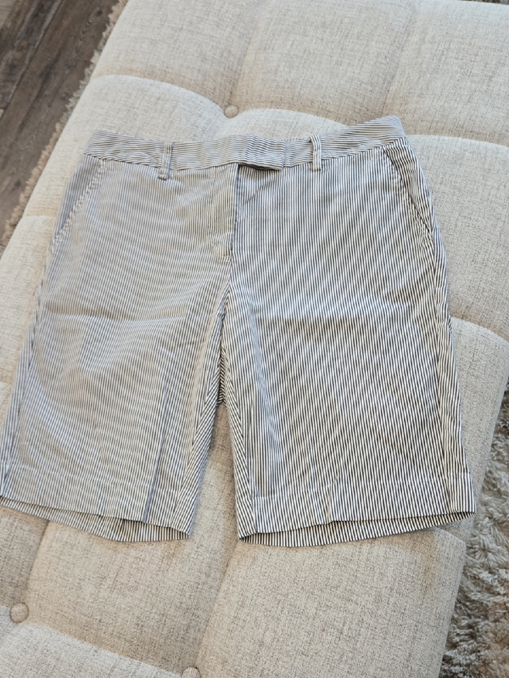 L.L. Bean Seersucker Stripe Shorts in Blue & White